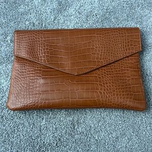 Bam Forever Brown faux leather clutch with zipper and magnet closure